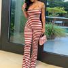 12135 European And American New Products Tight Elastic Striped Yarn-Dyed Personalized Slim-Fit Backless Tube Top Jumpsuit Women'S Clothing