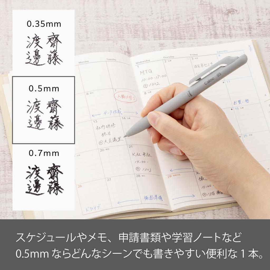 Pentel Calme Ballpoint 10 Oil-Based Pen, 0.5mm, Gray, Pens, BXA105N-A (10)