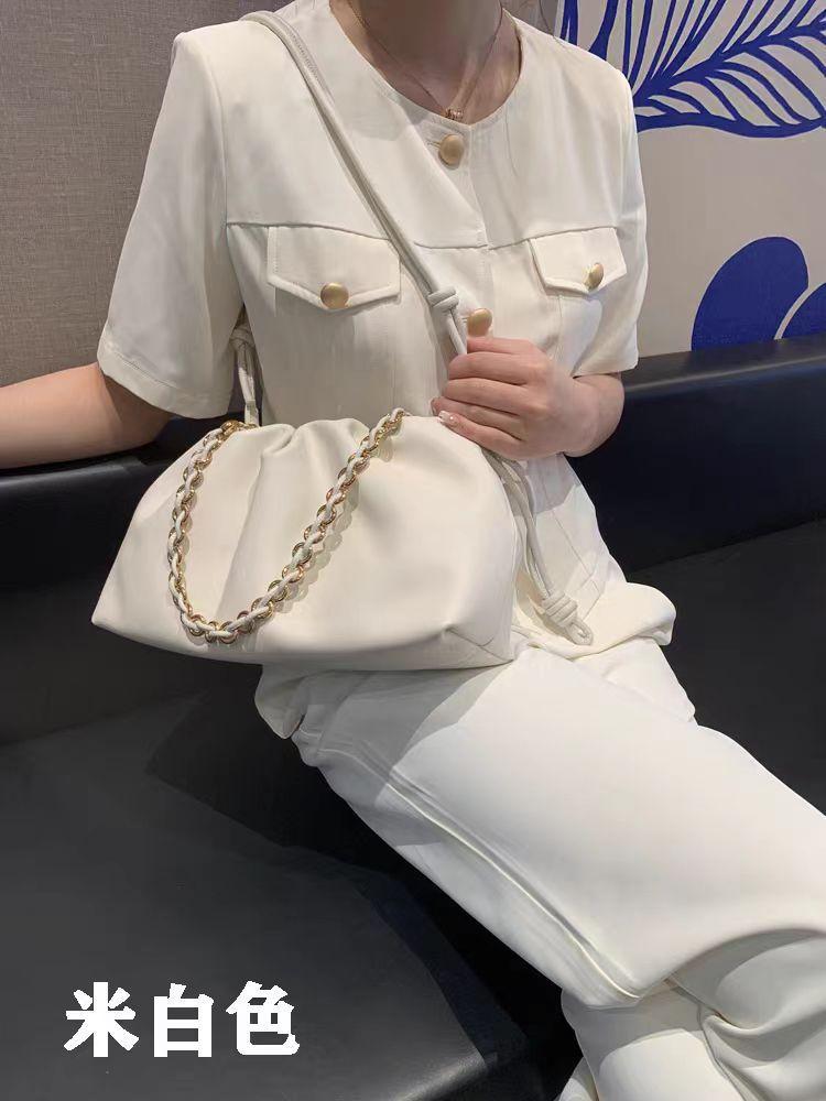 High Quality Leather Women'S Bag Donut Chain Lucky Bag Bag Drawstring Cloud Bag Underarm Bag