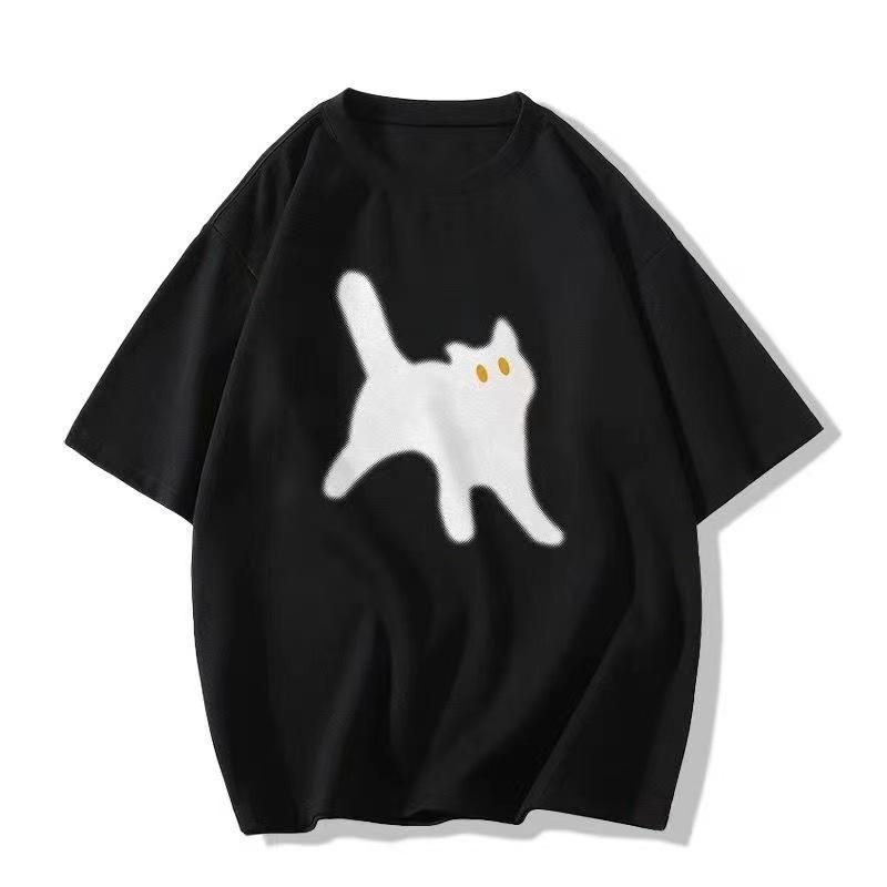 Retro Katt Axel Kortärmad T-shirt för Dam Sommar Design Topp Tillverad av Ren Bomull T-shirts Dam