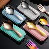 Set di forchette e cucchiai in acciaio inossidabile con custodia, set di utensili da viaggio con impugnatura ergonomica, utensili da picnic portatili per viaggi, picnic e campeggio
