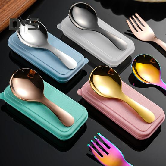 Set di forchette e cucchiai in acciaio inossidabile con custodia, set di utensili da viaggio con impugnatura ergonomica, utensili da picnic portatili per viaggi, picnic e campeggio