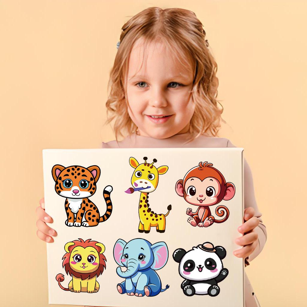 8Sheets/Set Cartoon Animal Puzzle Stickers - DIY Make-a-Face Fun Game with Tiger Lion Panda Elephant Giraffe Kids Sticker Toy