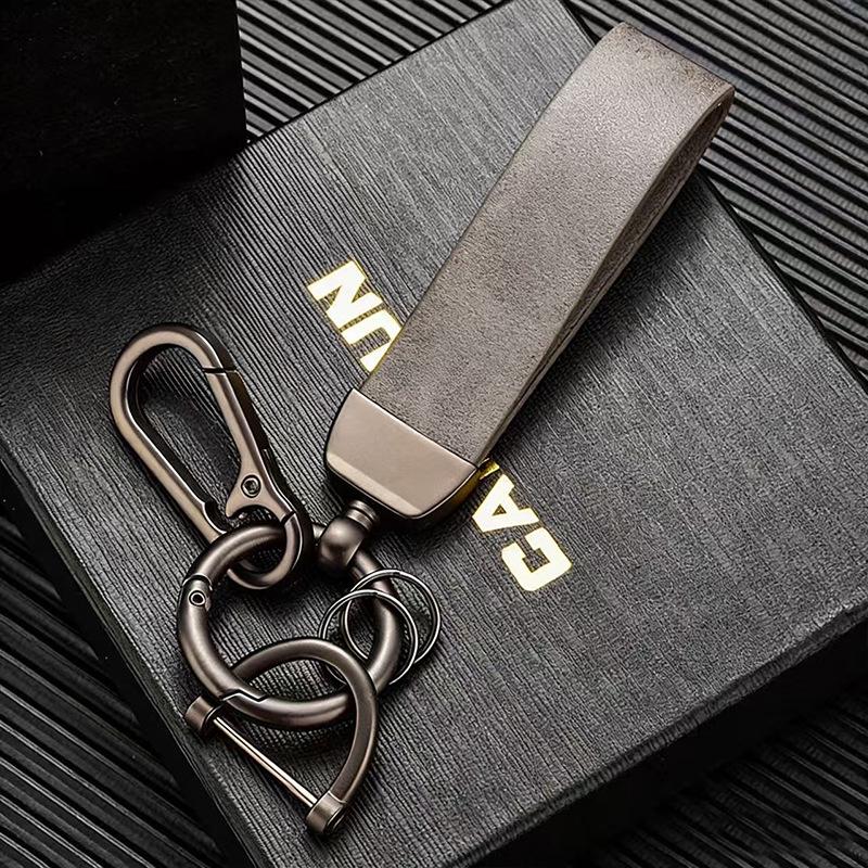 Men's Luxury Leather & Metal Keyring Gift