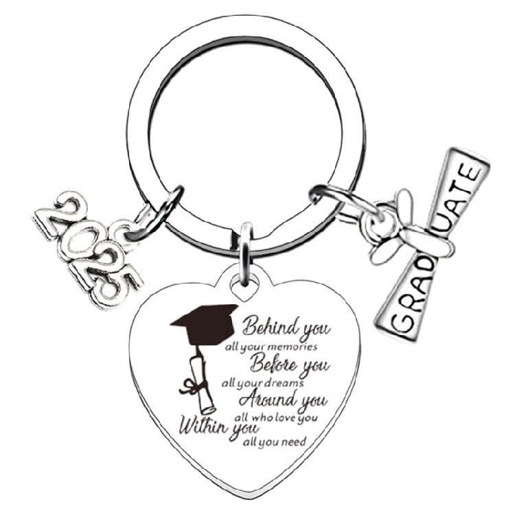 Stylish Keychain Unique Key Holder Fashion Key Ornament Stainless Steel 2025 Graduation Keyrings for Graduated Student