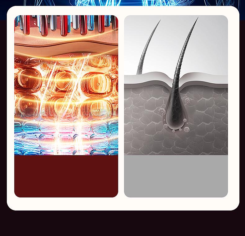 Electric Red & Blue Light Scalp Massager & Hair Growth Comb with Conductive Oils
