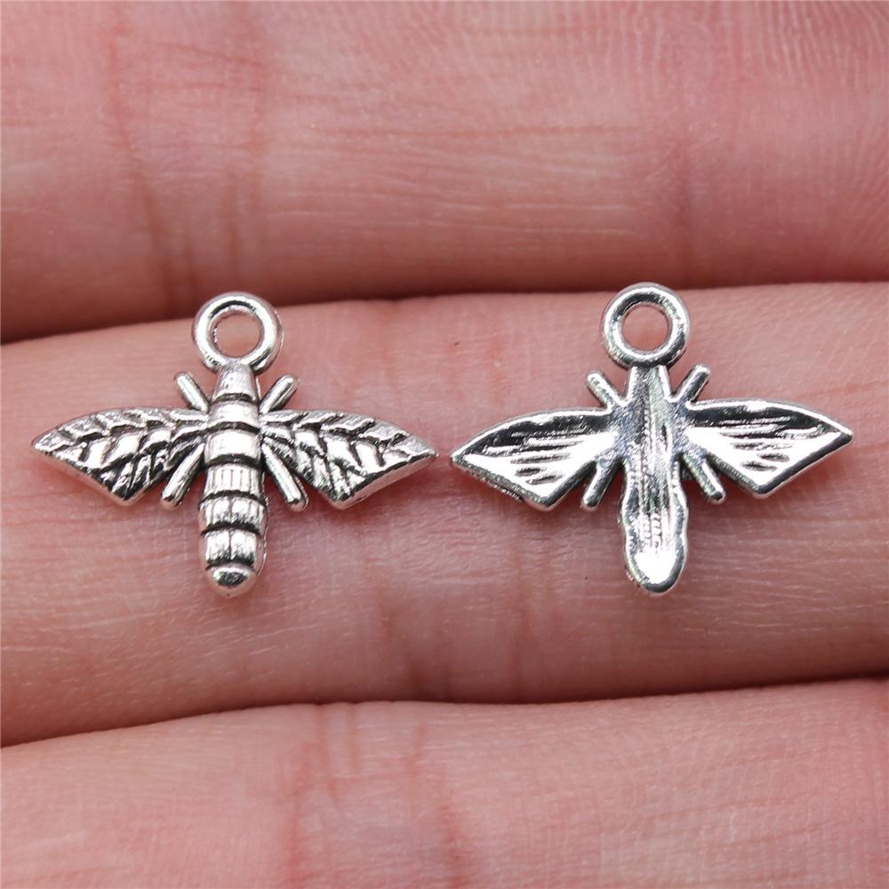 20pcs Charms Bee Tibetan Bronze Silver Color Pendants Antique Jewelry Making DIY Handmade Craft