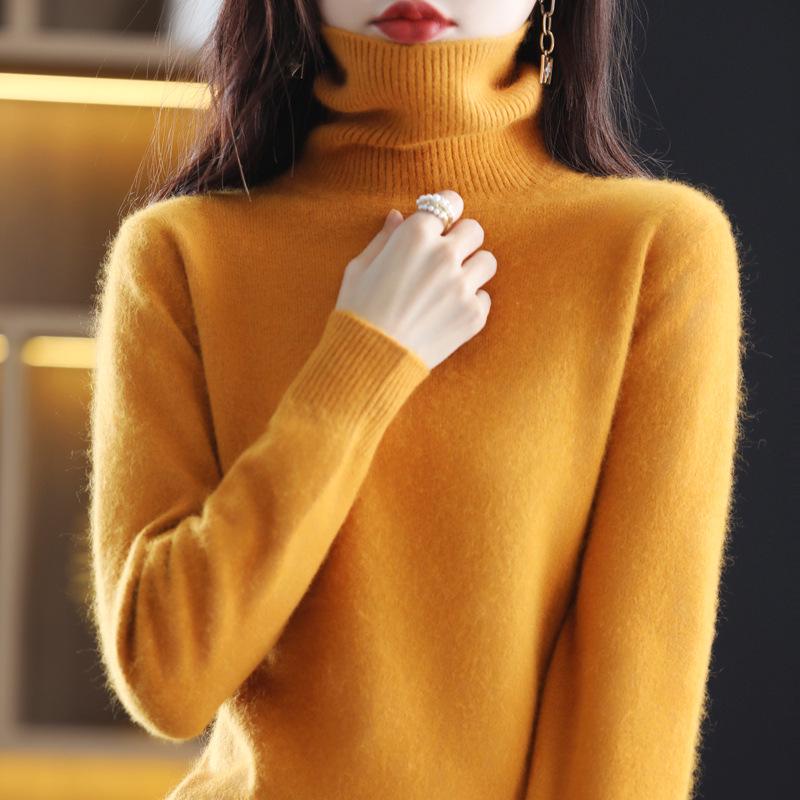 2024 Autumn/Winter Women's High Neck Mink Cashmere Sweater: Loose, Thick, and Versatile Knit Base Layer