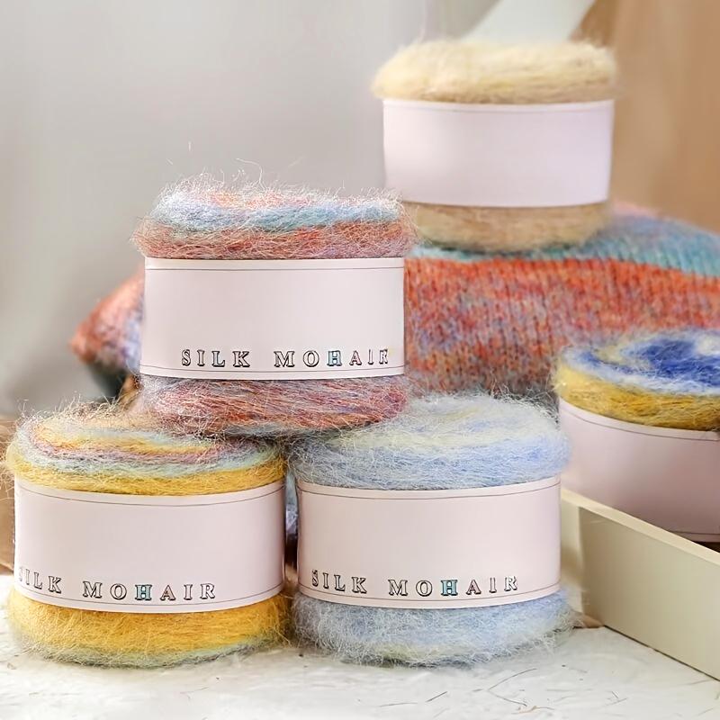 1PC Thread Multi-element Real Silk Pure Cotton Gradient Color Multi-functional Hand Woven Knit Yarn Handmade Gift