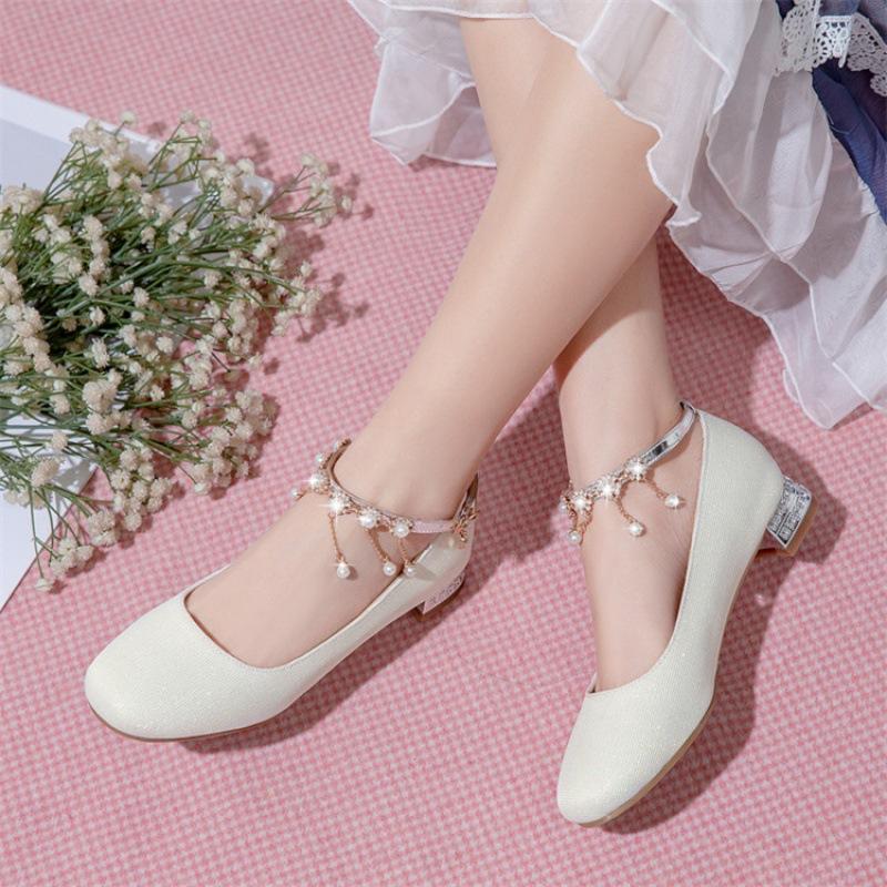 Girls Princess Shoes Spring and Autumn New Little Girls Show Leather Shoes Middle and Older Children 2025 Students Children High Heel Single Shoes