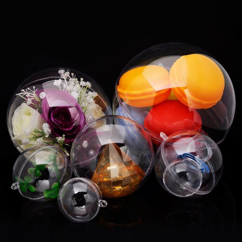 5pcs Transparent Ball Christmas Tree Pendant Xmas Hanging Decoration Candy Confetti Gift Box Holder