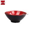 A5 Black and Red Ajisen Ramen Noodle Bowl - Pointed Bottom Melamine Tableware.