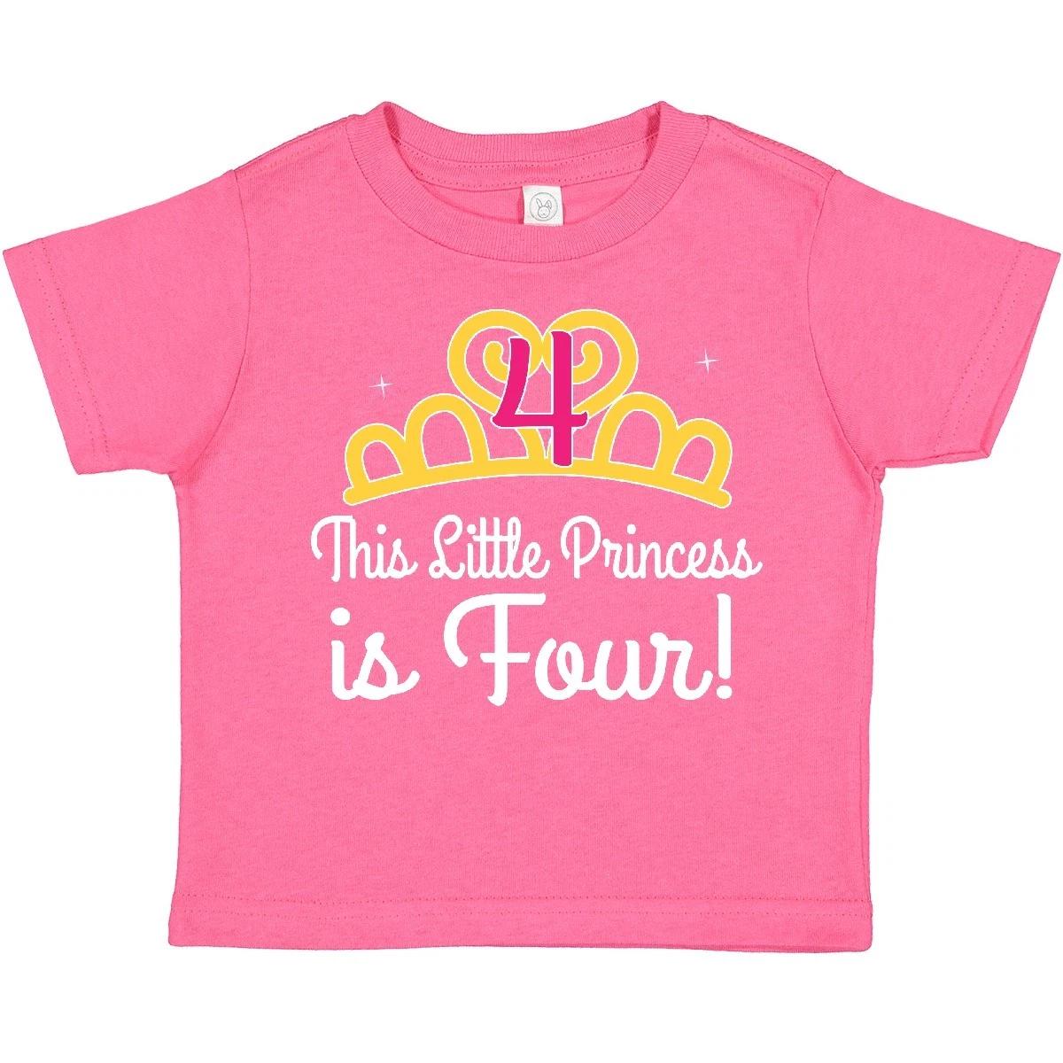 

Inktastic 4th Birthday Princess Girls Crown Toddler kids boys T-Shirt Fourth Four 4 Year 130
