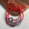 A-Grade Natural Jade Ping An Kou Red String Bracelet - Couple Style, Handmade in China