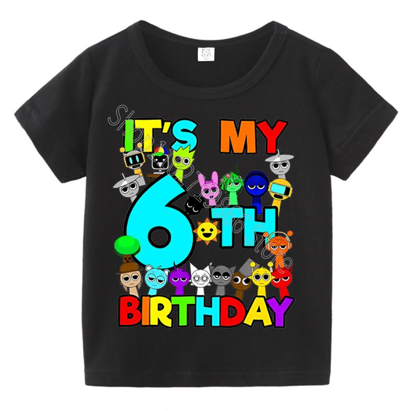 T-shirt Estive a Maniche Corte Stampa Sprunki Incredibox per Bambini Abbigliamento Bambini Ragazzi Ragazze Magliette in Cotone Top Regali per Feste di Compleanno