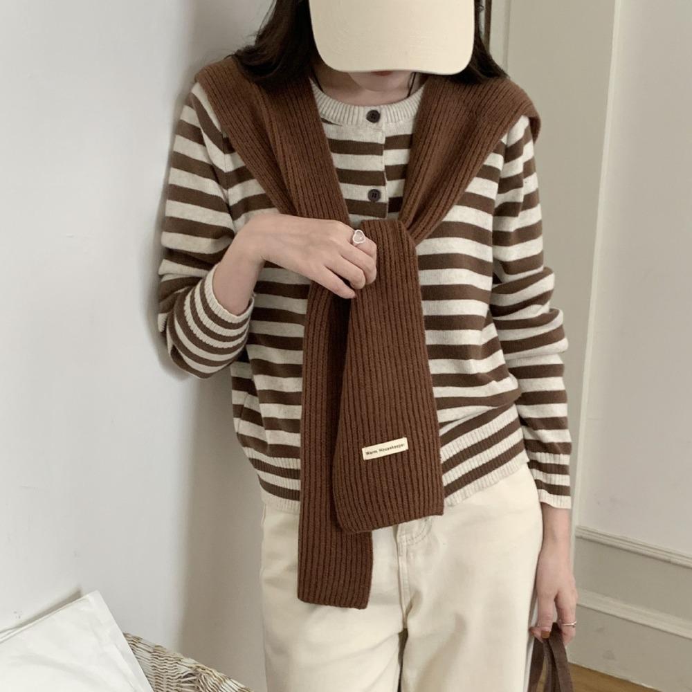 Korean Style Knitted Shawl Knotted False Collar Shoulder Wrap Warm Neck Guard Scarve  Ladies
