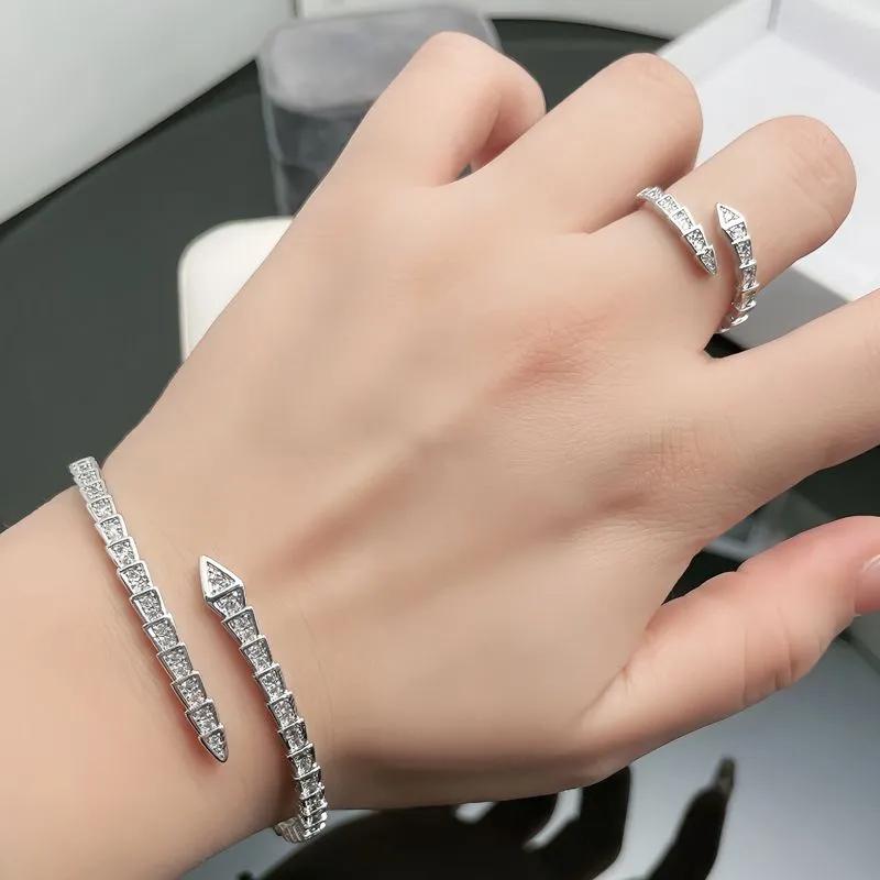 Zircon Snake-shaped Open  Fashionable,  Exquisite Index  Bracelet Set for Women, Versatile,