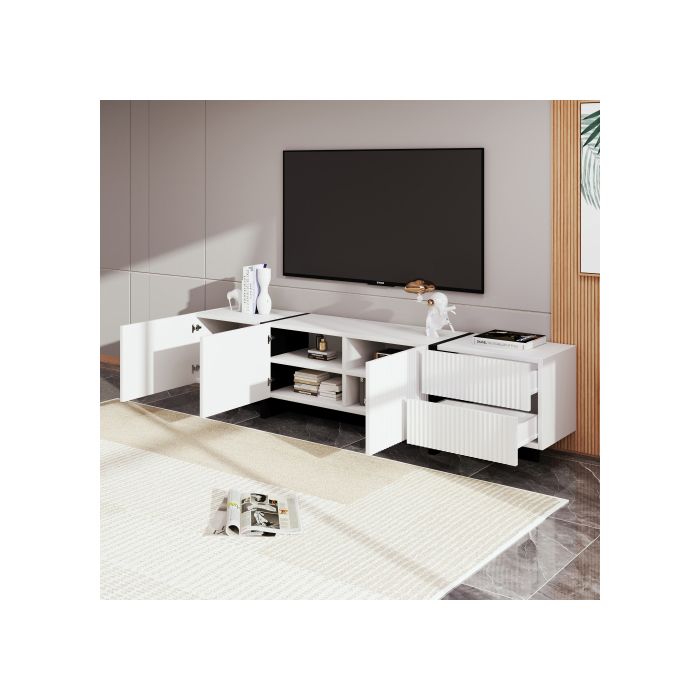 Armoire TV - MUVOE - 190 Cm - 3 Portes - 2 Tiroirs - MDF Et PB