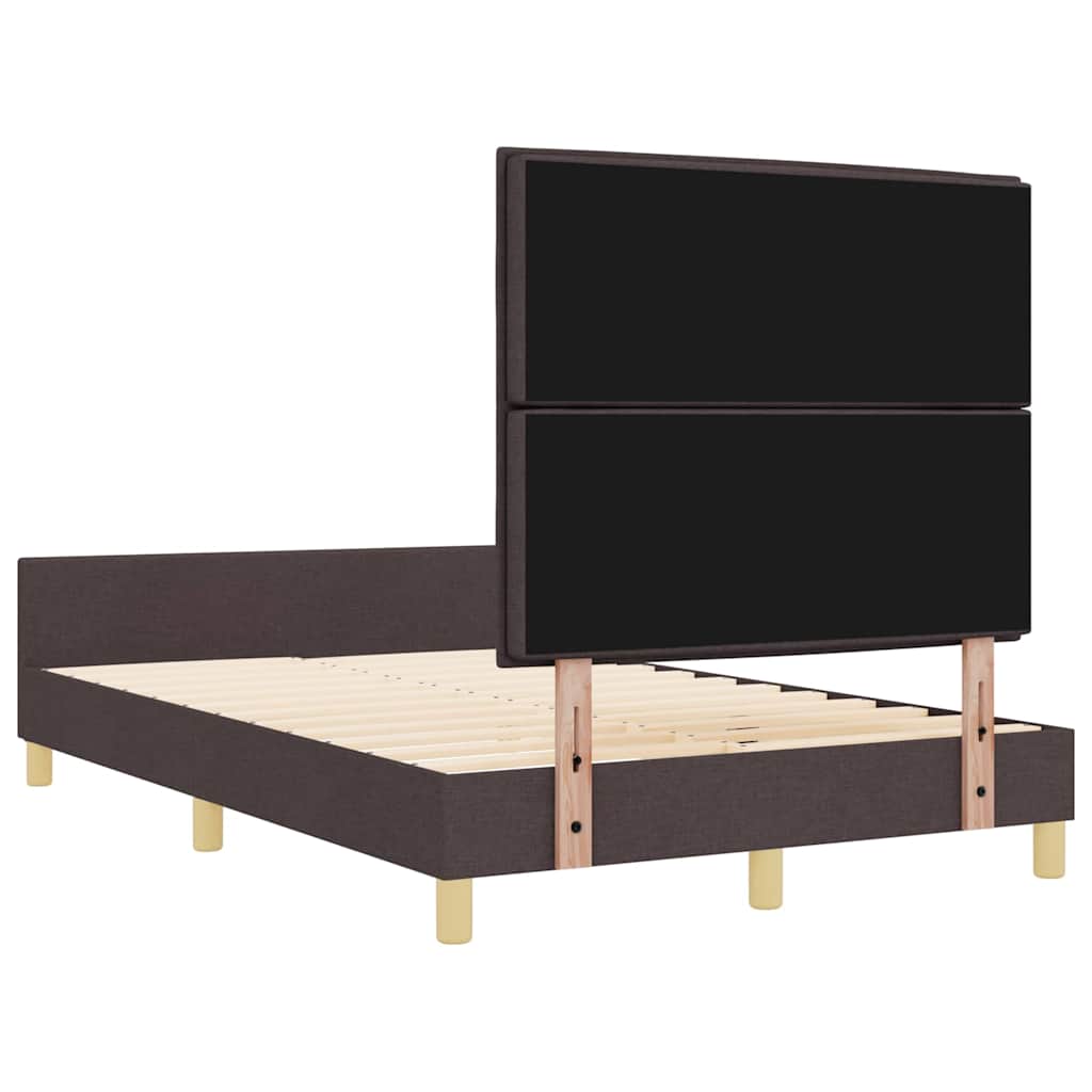 Bed Frame with Headboard Dark Brown 140 X 190 Cm Fabric