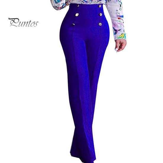 

Жіночі еластичні класичні брюки з високою талією, прямі штани, ділові брюки на ґудзиках, робочий одяг, штани для йоги для офісної роботи XXL синій