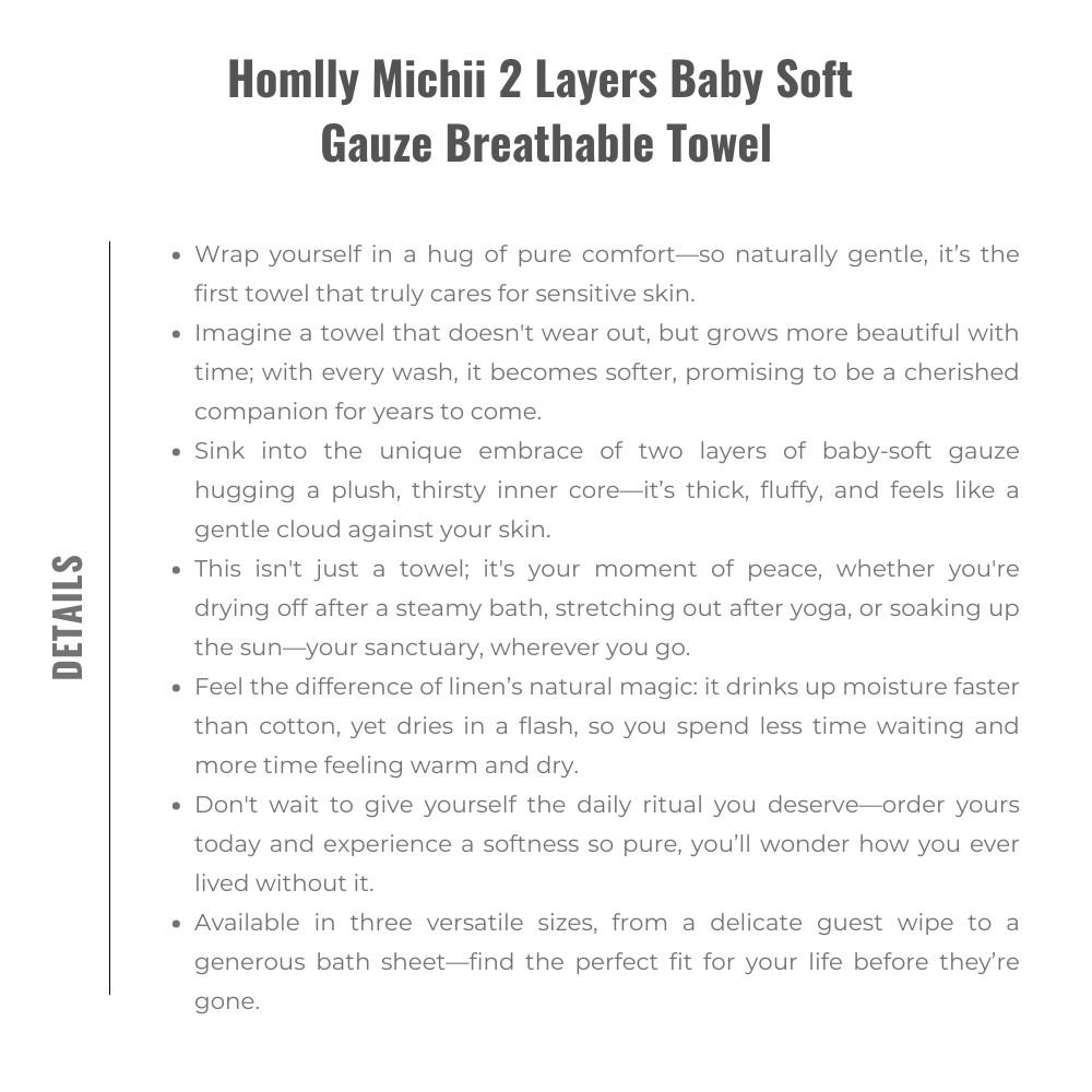 Homlly Michii 2 Layers baby Soft Gauze Towel