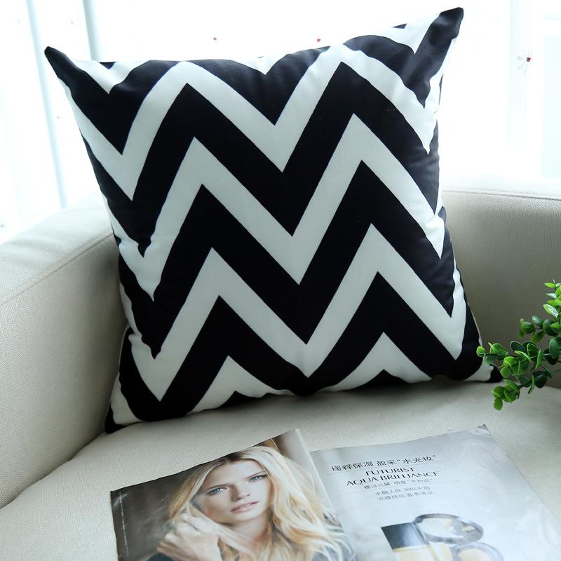 Warm Yellow and Gray Geometric Striped Pillowcase Pattern Sofa Thickened Short Plush Simple Cushion Cover Does Not Include Pillowcases