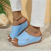Fashion Summer Soft Platform Slippers Women 2025 Fashion Peep Toe Wedges Flip Flops Woman Light Med Heel Non-Slip Beach Shoes Slides