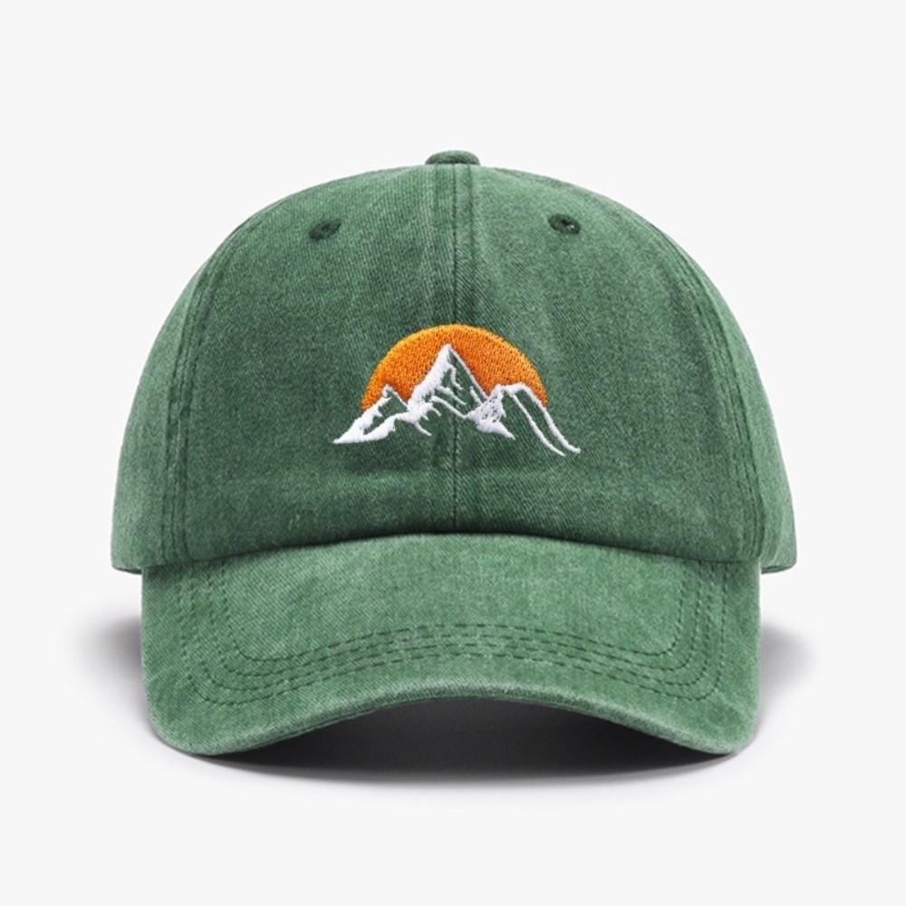 Sunset Pattern Embroidery Baseball Cap Washed Cotton Baseball Hats Retro Peaked Cap  For Man Women