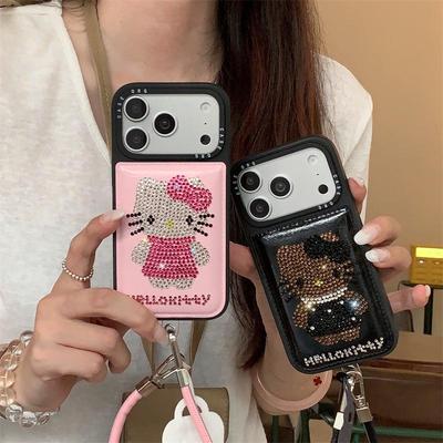 Strass-Hello-Kitty-Lederhülle für iPhone 17, 16 Pro Max, 15, 14
