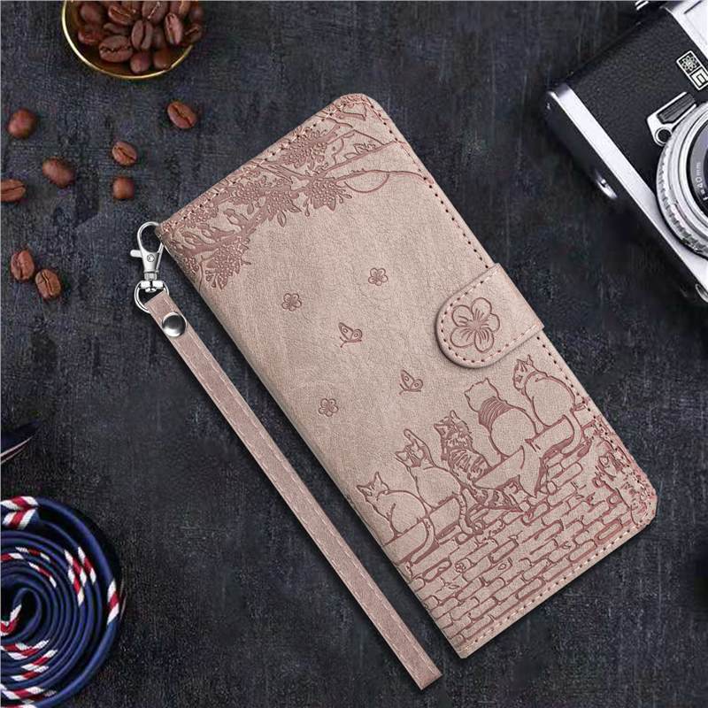 Suitable for iPhone 15 14 13 Phone Case, 15plus Solid Color Embossed Cat Card Slot Wallet Protective Case