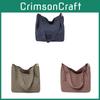 Borsa Tote a Quadri Vintage in Cotone con Chiusura a Zip per Uso Quotidiano