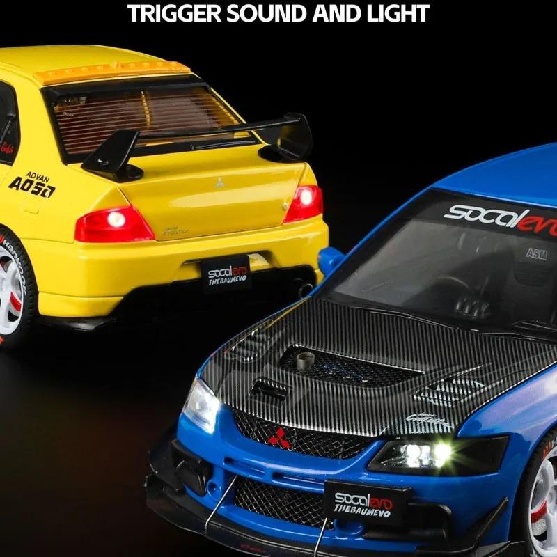 Officially Licensed 1:24 Mitsubishi EVO9 Modified Die-Cast Car Model with Pull-Back Sound and Light Collection Miniature Voiture