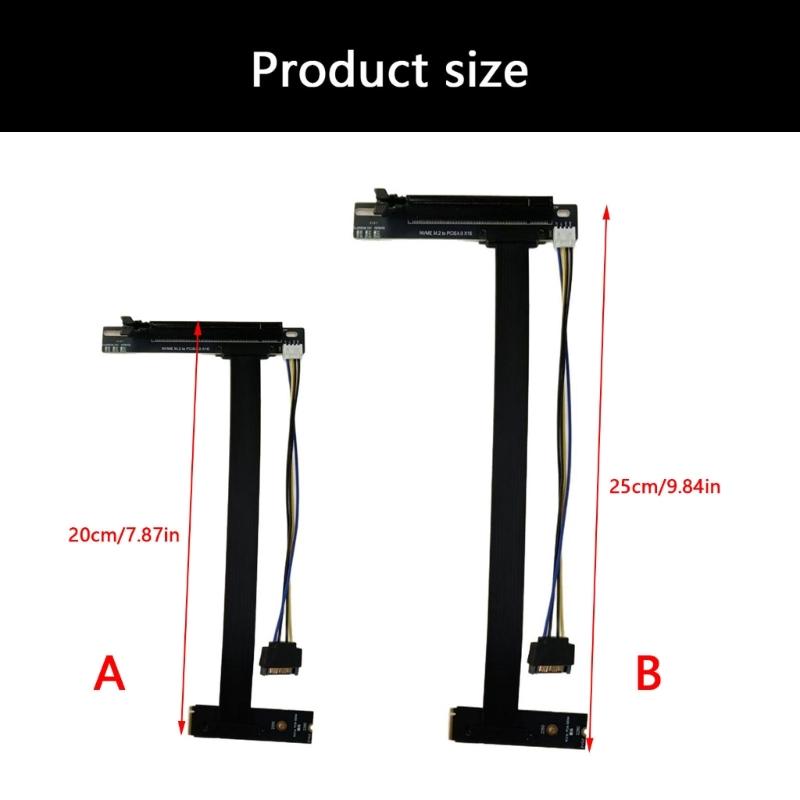 Professional M.2 NVMe to PCIe X16 Graphics Card Extension Cable Power Cable M.2 Card Adapter GPU Extender