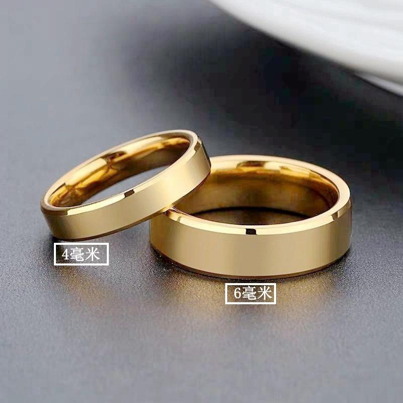 Stainless Steel Couple Rings Gold Colour Simple Women Men Lovers Wedding Zircon Engagement Gifts
