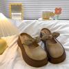 French bow bag head half slippers women's outer wear 2025 new spring thick bottom with skirt Mary Jane cool slippers
