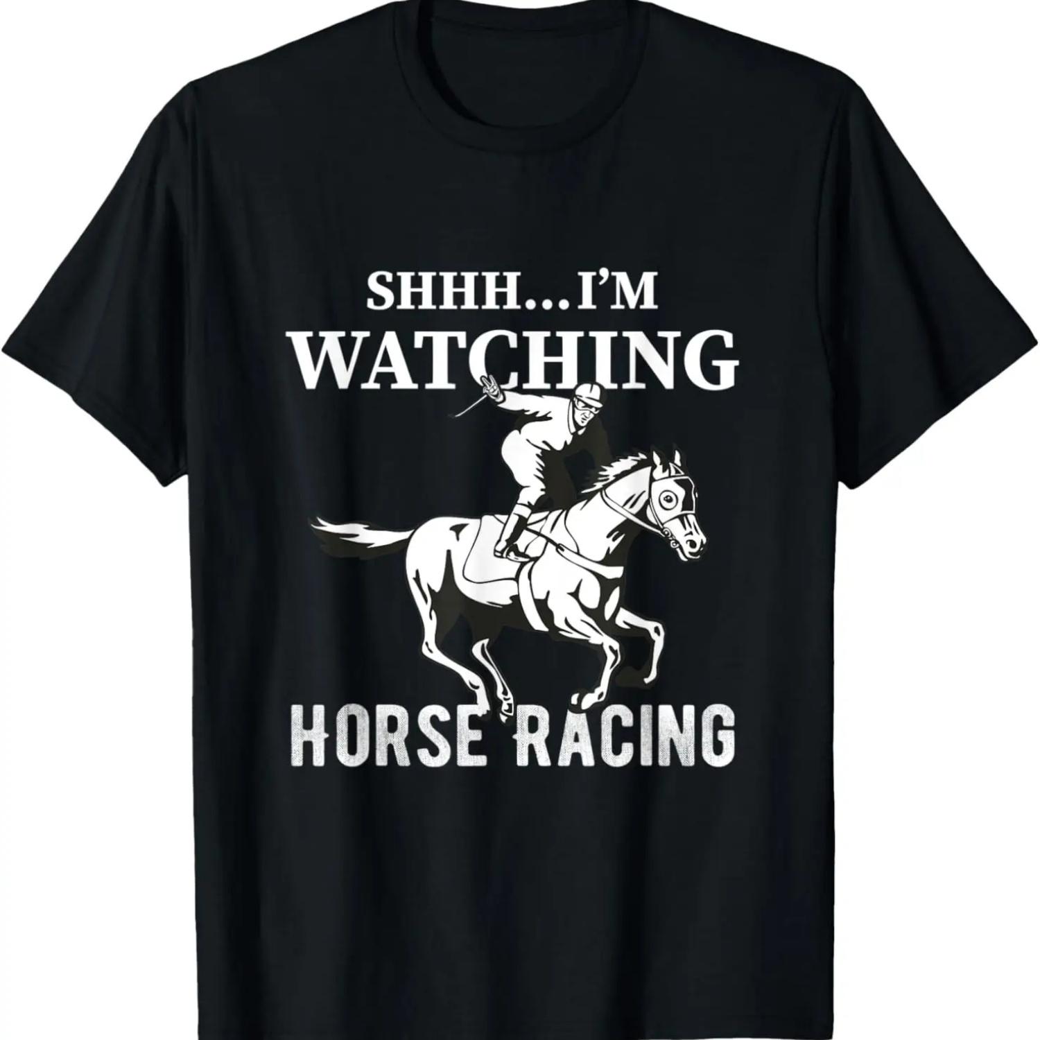 Тсс, я смотрю скачки Смешная футболка про ставки на скачки S чёрный