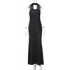 Women European Style Polka Dot Ribbon Strapless High Waist Slim Sexy Dress
