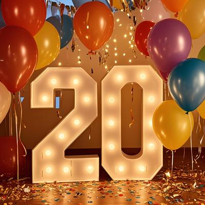 1PC 91.5cm Big Number Frame with Warm White Light 3D KT Board Filled Balloon Digital Model Suitable for Birthday Parties, Anniversary Decorations