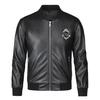 Du Jiabang Herren Jacke mit Stehkragen aus Kunstleder - Herbst/Winter, Schlanke Passform, Reißverschluss, Unifarben, Trendiger Business-Stil.