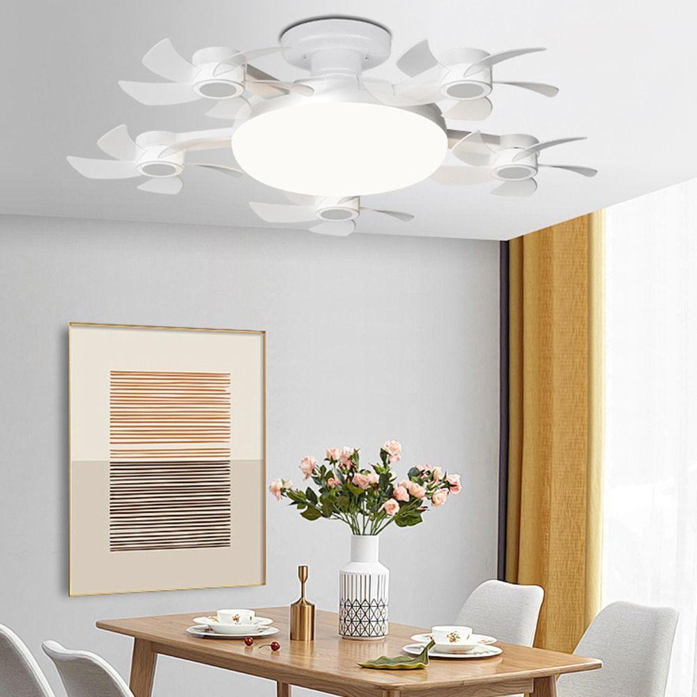 Wind Speed Adjustable Hanging Fan with LED Light 3 Lighting Modes Foldable Fan Lamp  Living Room