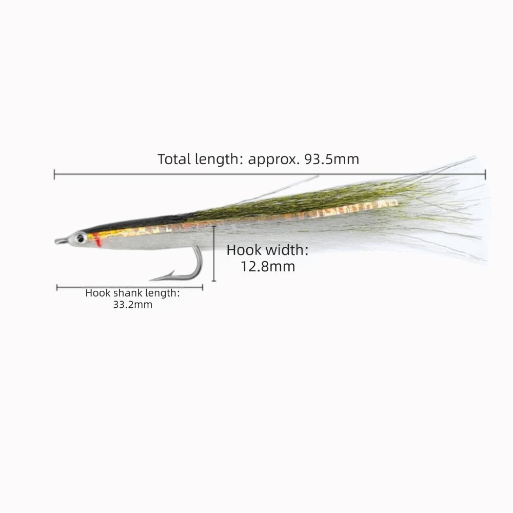 Stainless Hooks Fly Fishing Sand Eel 3D Realistic Realistic Fish Eye Surf Candy Fly Lure Surf Candy Design Sand Eel Pattern