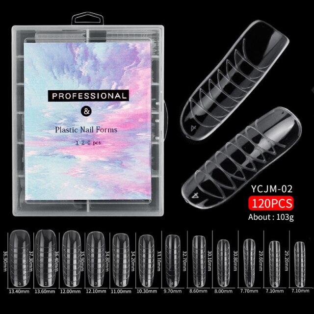 120Pcs/Box Nail Art Scale Quick Phototherapy Crystal Extended Nail Gel Mold Full Cover Acrylic Beauty DIY Tools