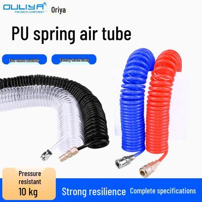 Retractable Air Compressor PU Spiral Hose, 8*5-15m, High-Pressure Air Pump Hose, 10*6.5/12*8.