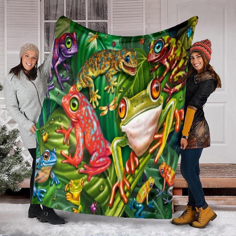 Frog Plush Blanket Suitable All Seasons Soft Comfortable Sofa Office Nap Travel Birthday Gift Christmas Present