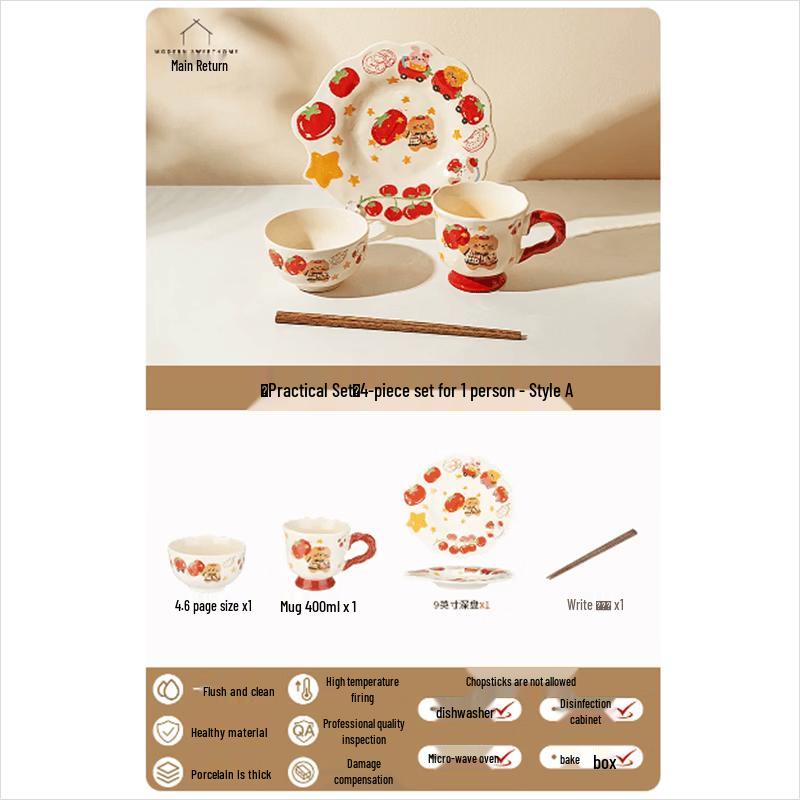 Modern Homemaker Cartoon Ceramic Dinnerware Set
