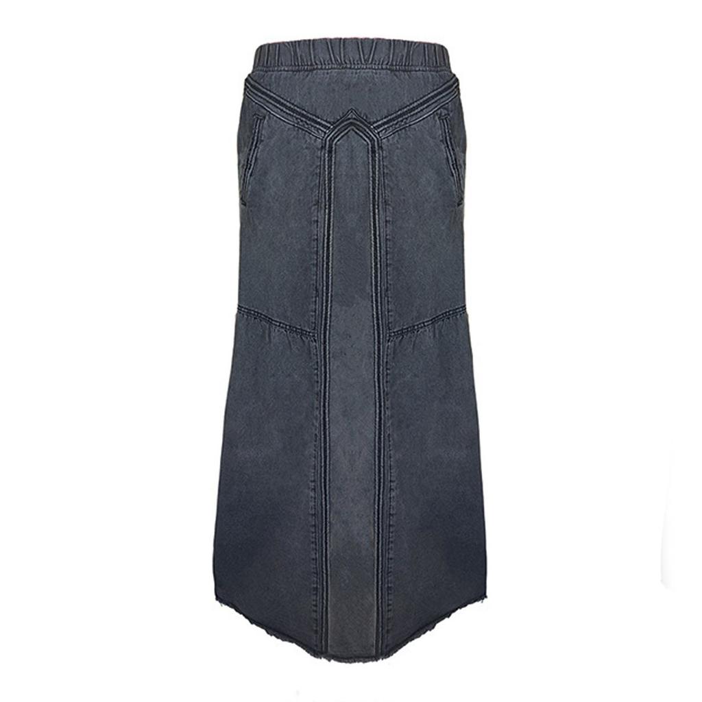 Women's Patchwork Casual Loose Skirt Skirt With Pockets Denim Color Skirt