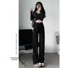 Women's High Waist Black Straight-Leg Jeans, Slimming Summer 2024 Thin Style, Small Size, Floor-Length.