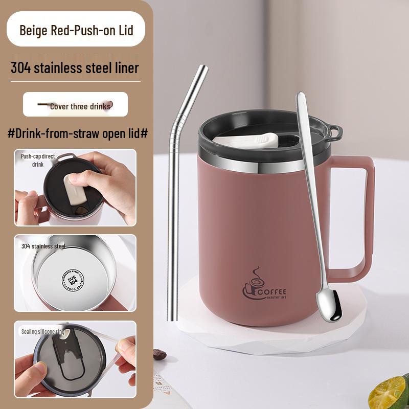 Drop-Proof 304 Stainless Steel Mug with Lid for Home, Office, or Dorm Use