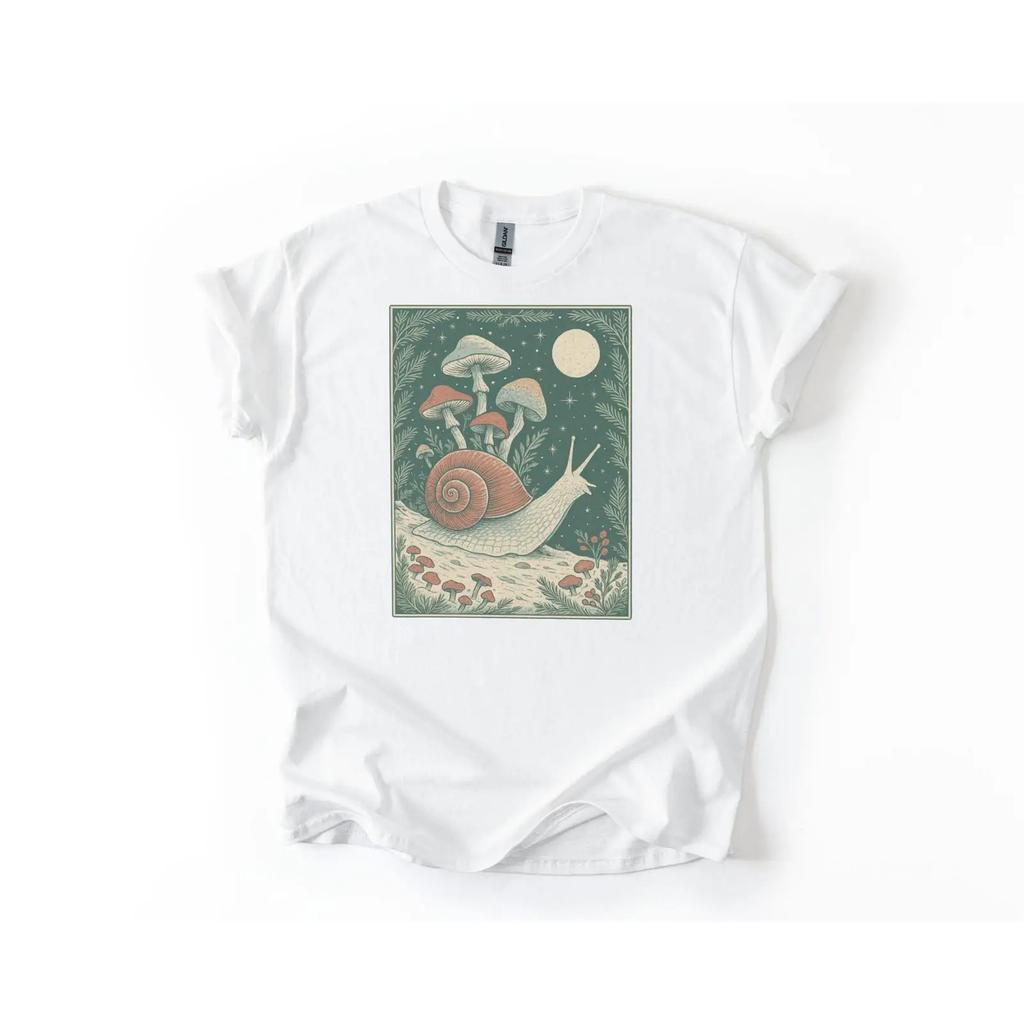 Snail Amp Mushroom T Shirt Vintage Forest Fungi Whimsical Naturecore Mycology Vintage Washed Streetwear Graphic Slightly
