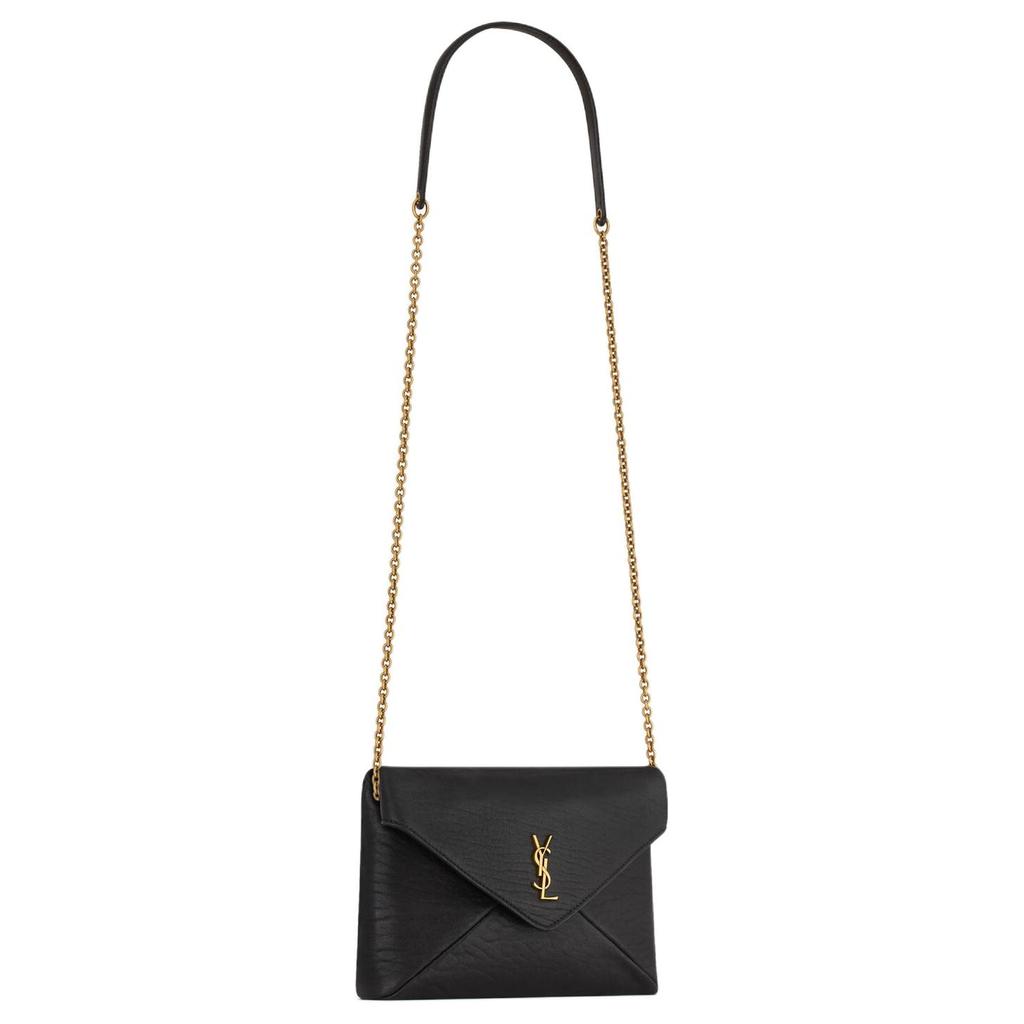 Saint Laurent Ysl Cassandre Logo Chain Shoulder Strap Lambskin Envelope Crossbody Bag Women bags Black 847638-AACYT-1000
